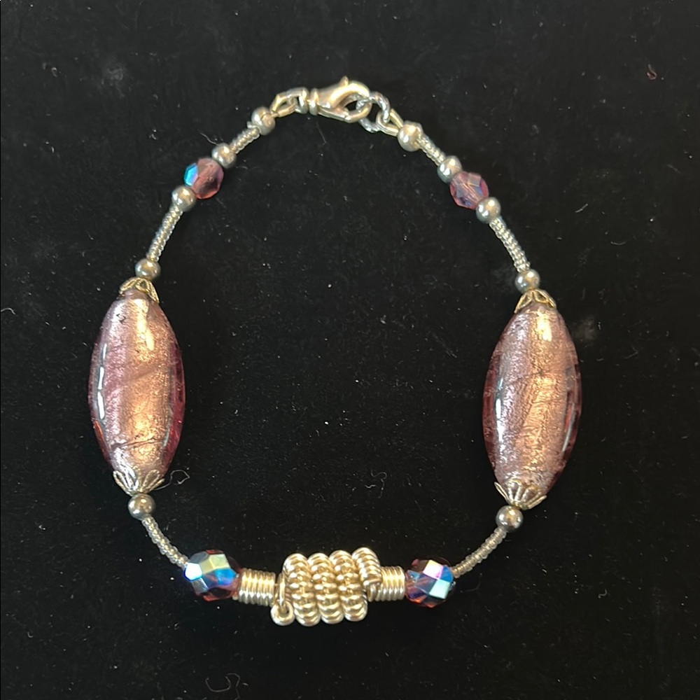 Elegant Beaded Bracelet with Purple Accents